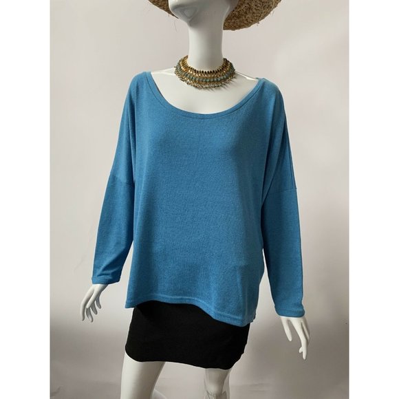 UGET Womens Tunic Sweater Blue Long Sleeve Scoop Neck Pullover XXL - Picture 5 of 11